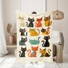 Cartoon Colorful Cat Print Flannel Blanket - Warm and Comfortable - Perfect for Bed, Home, Camping, Halloween and Christmas