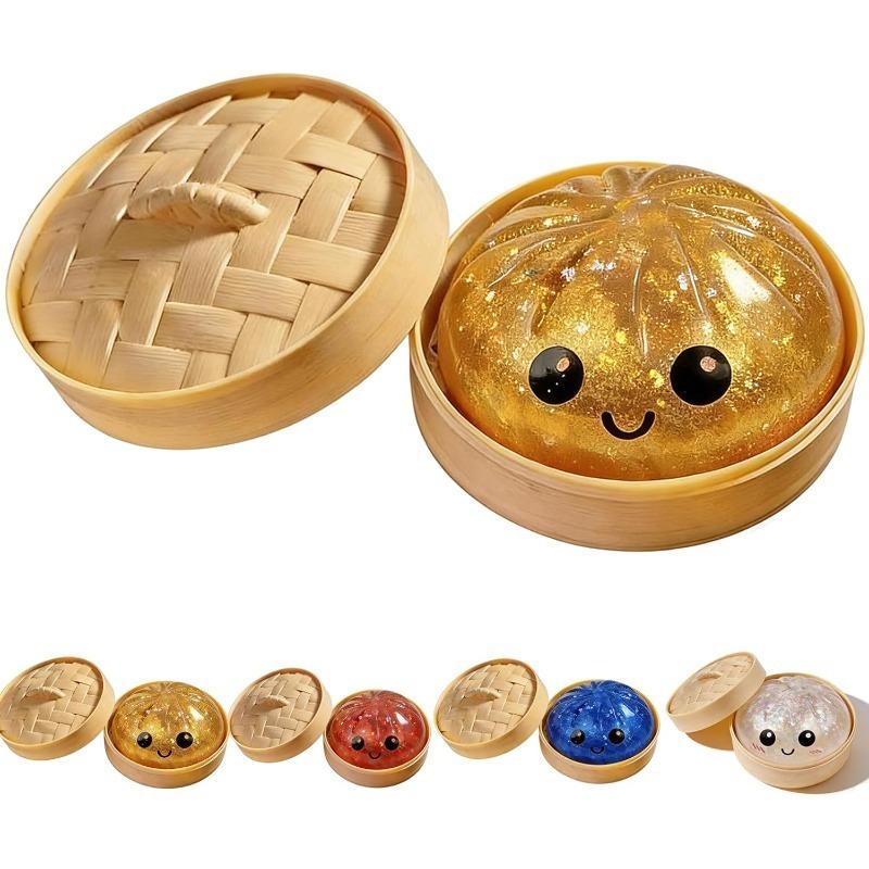 Glitter Dumpling,Squishy Dumplings Glitter for Adults, Stress Relief Fidget, Soft Squeeze Decompression Dough.