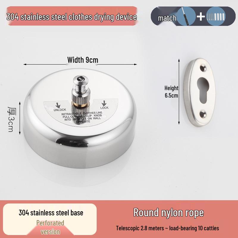 Invisible No-Drill Retractable Clothesline - Indoor/Outdoor, Stainless Steel & Nylon Drying Rope.