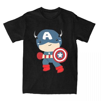 Camiseta Vintage Estampada de Héroe Capitán América para Hombre y Mujer Verano Algodón Camiseta Casual Moda Calle Manga Corta