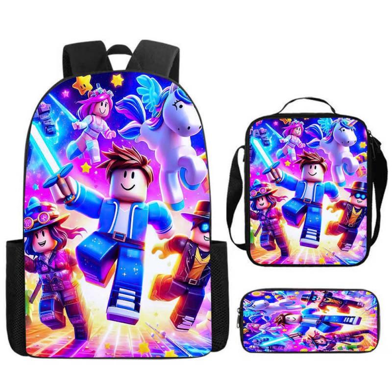 ROBLOX Themed Kids Backpack School Lightweight Durable Oxford Fabric Bag With Padded Straps Cartoon Print Grades 1-9