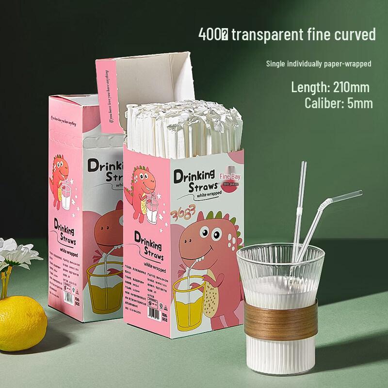 ZISIZ Individually Wrapped Disposable Plastic Straws