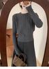 Waist-cinching design slimming crew neck knit base shirt, autumn/winter new solid color casual inner knit sweater for women