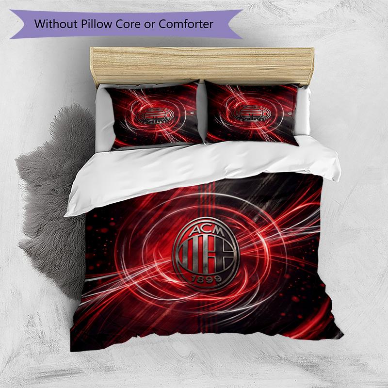 Set Lenzuola Stampa AC Milan 3 Pezzi Morbido Delicato sulla Pelle Lavabile Copripiumino e Federe Set Stagione Unica Camera da Letto