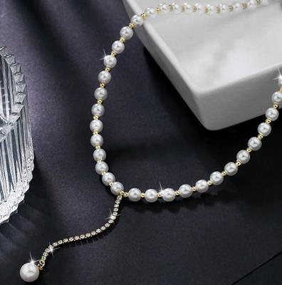 2019 Versatile Pearl & Rhinestone Pendant Clavicle Necklace for Women