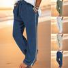 Herren-Urlaubshose, Größe, Reißverschluss, Kordelzug, elastische Taille, einfarbig, locker, weites Bein, lässig, für den Alltag, lange Hose