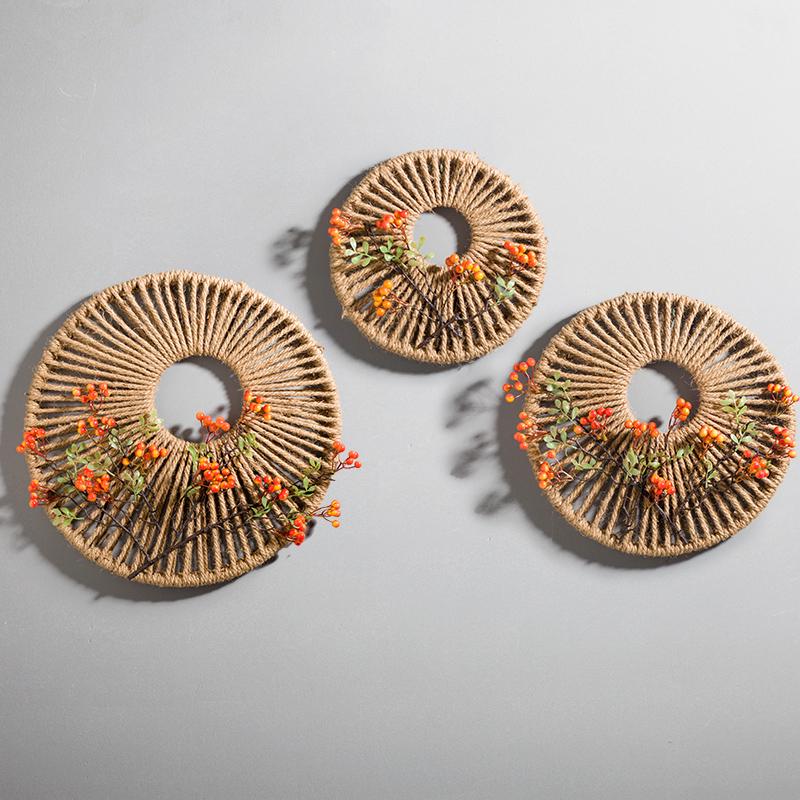 Rattan Woven Round Wall Decor for Living Room Background Wall Macrame Hanging