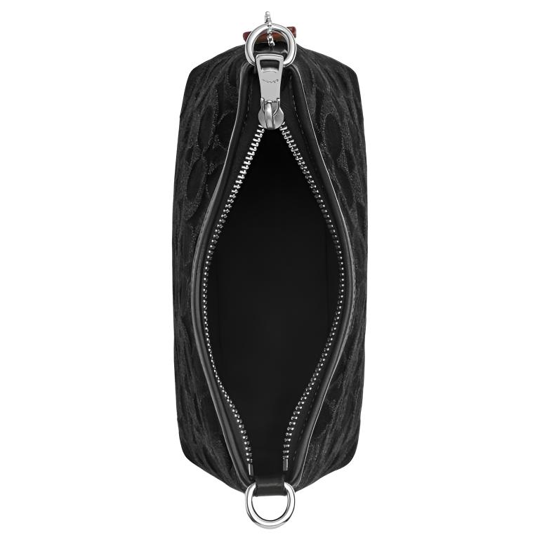Coach Lorbeer 19 Monogramm Mahjong Tasche Baumwolle Und Leder Unterarm Schultertasche Kleine Damen Taschen Schwarz CCZ41-SVBK
