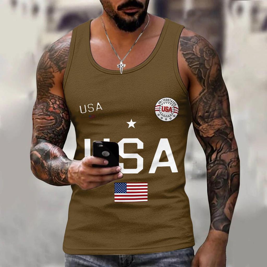 Men 4th Of Shirts USA Muscle Sleeveless Shirt Patriotic Tank Tops