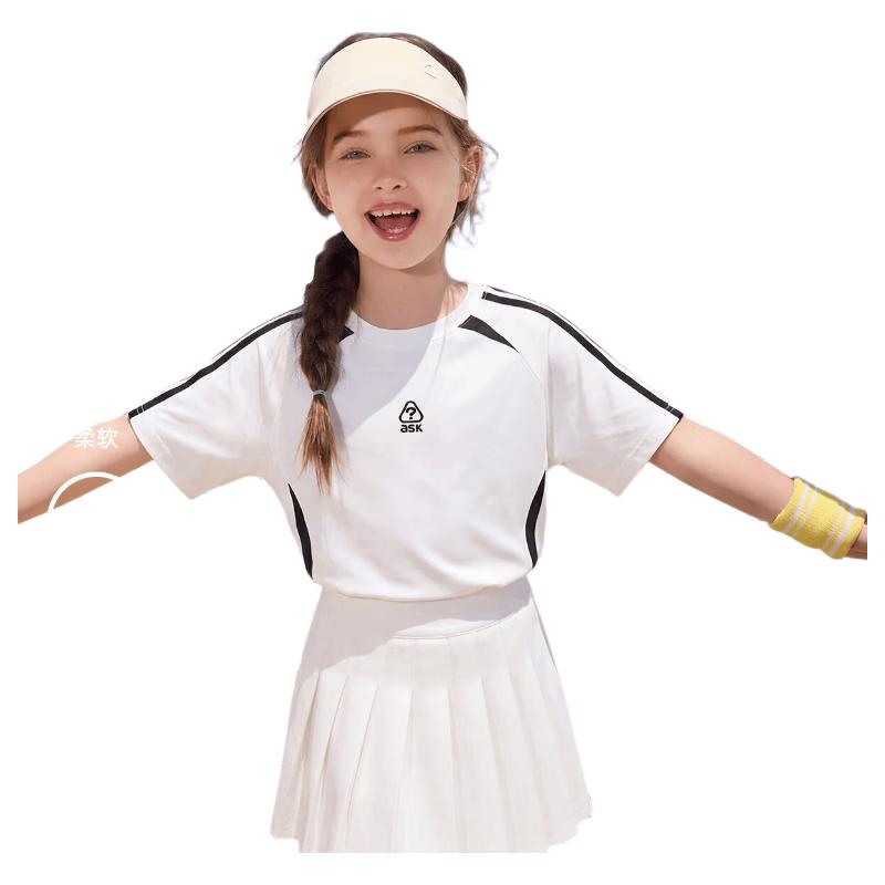 ASK JUNIOR Girls  2026 Summer Drop-Shoulder Color-Block T-Shirt 160