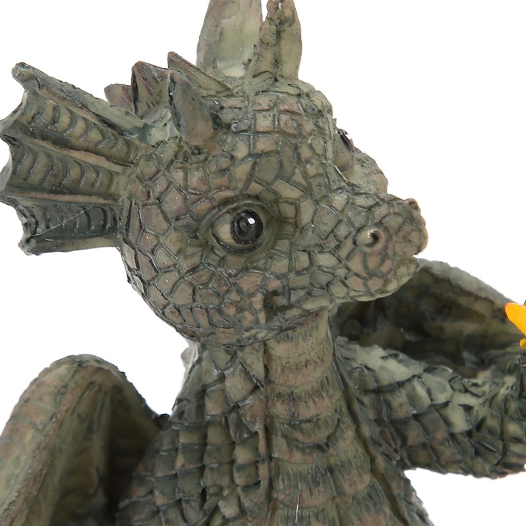 Baby Dragon Reading Book Statue Rainproof Lovely Durable Resin Dragon Sculpture for Garden Wall Office