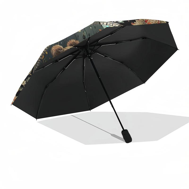 Bears, FloralThemed Automatic Opening and Closing Umbrella 8 Ribs, Suitable for Leisure and Going Out, Outdoor Accessory, Gothic Style, Fa