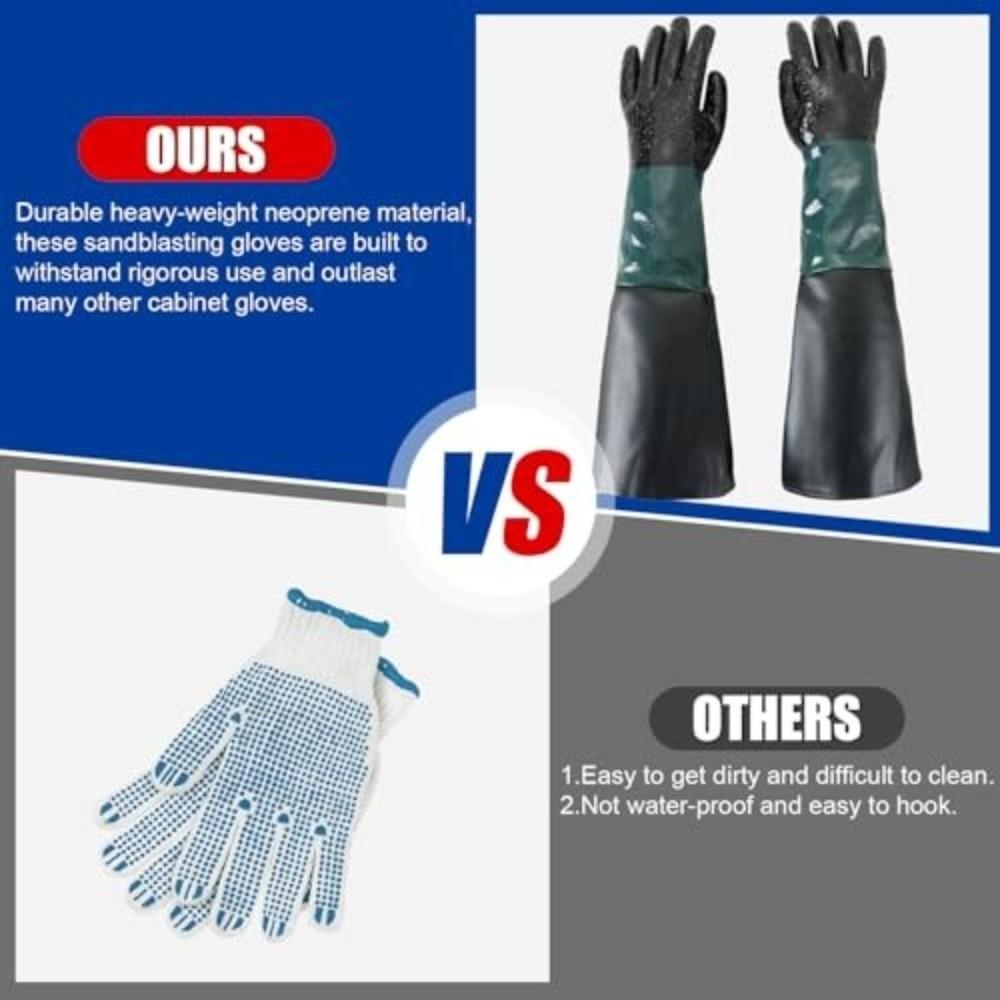 A Pair With Gloves Holder Rubber Sandblasting Gloves Safety Work Gloves  Blasting Operations