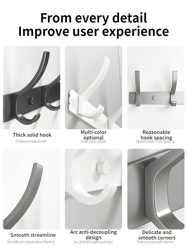 No Drill of Door Hooks, Space Aluminum, Non Perforated Bathroom Hooks, Bedroom Storage, Clothes Hanger Hooks, Wall Clothes Hook