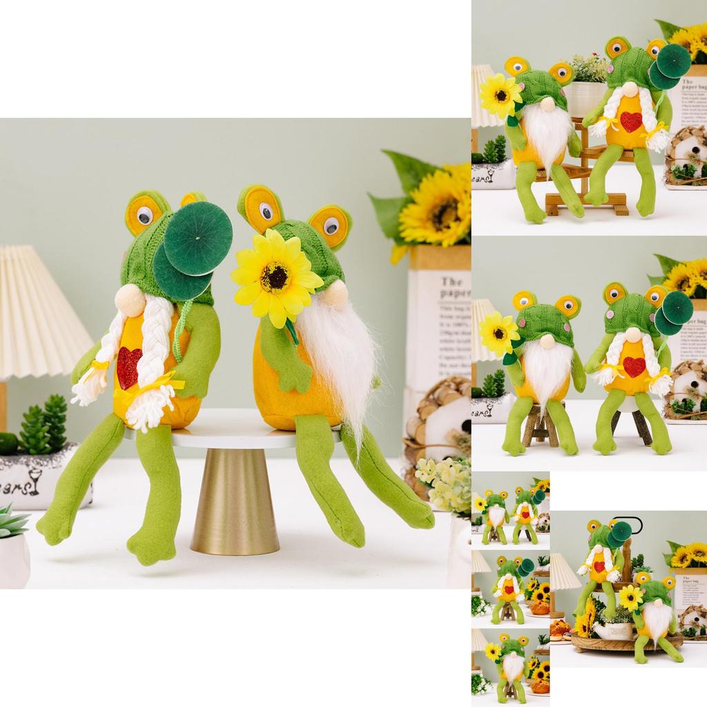 Adorable Green Frog Gnome Figurines For Spring Decorative Home Accent Unique Design