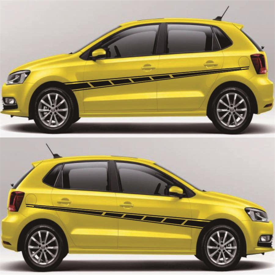 2x Car Body Sticker Streamline Style Side Strip Wrap Vinyl Film Decal Matt Black