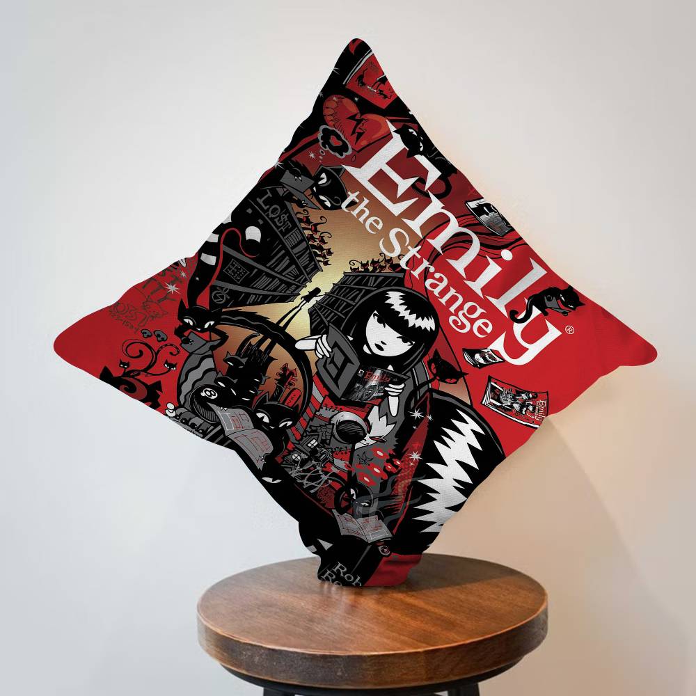 Comics Emily The Strange Cushion Cover Inches Farmhouse Decor Home Throw Pillow Covers for Couch Decorations