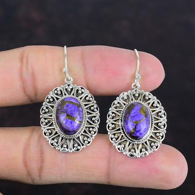 Copper Charoite Earring Vintage Earring Gemstone Jewelry 925 Sterling Silver Earrings Handmade Earring Engagement Gift Latest Design Jewelry