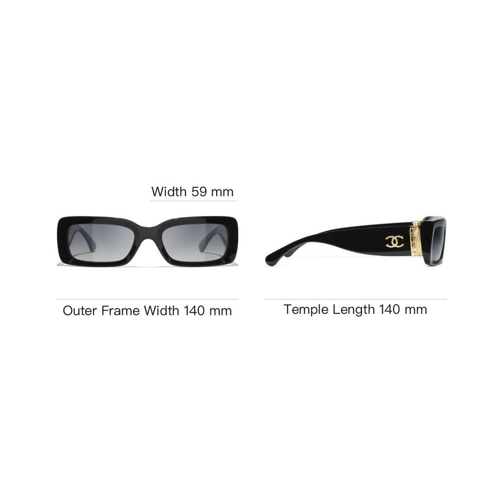 Chanel Logo Rectangle Sunglasses Unisex Sunglasses Black CH5534-C622/S8