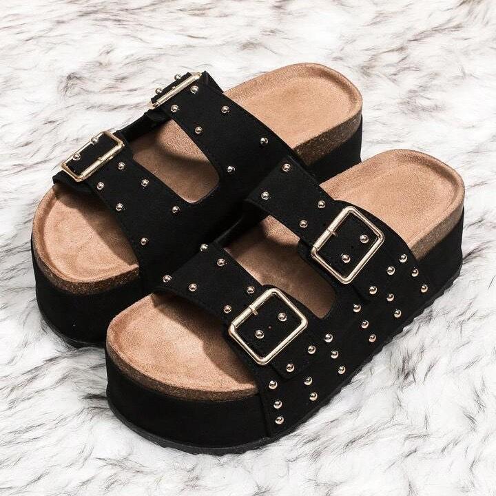 

European and American foreign trade Roman shoes 2025 new heightened platform belt buckle fashionable cork retro sandals drag 41 чёрный