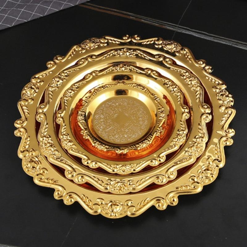 Artistic Iron Serving Tray Produced as Cake Stand or Fruit Dish with Retro Floral Pattern and Stable Base