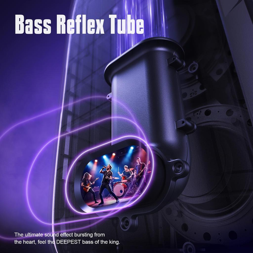 80W Loud Bluetooth Super Deep Huge 105dB Portable Party Mixed Color LED 24H Bluetooth USB TF W-KING Speaker, Bass, Sound, Speaker, Lights, Playtime,