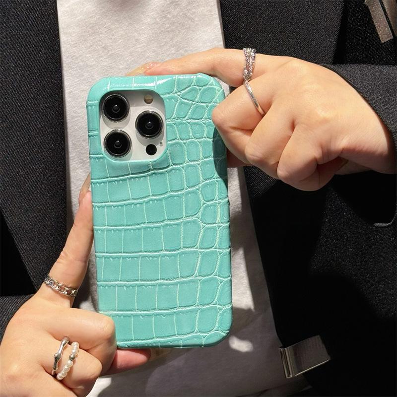 Suitable for Apple 16promax Phone Case, Crocodile Pattern IPhone15 Creative 14pm Shockproof 13 Men's and 12 Women's Leather Cases