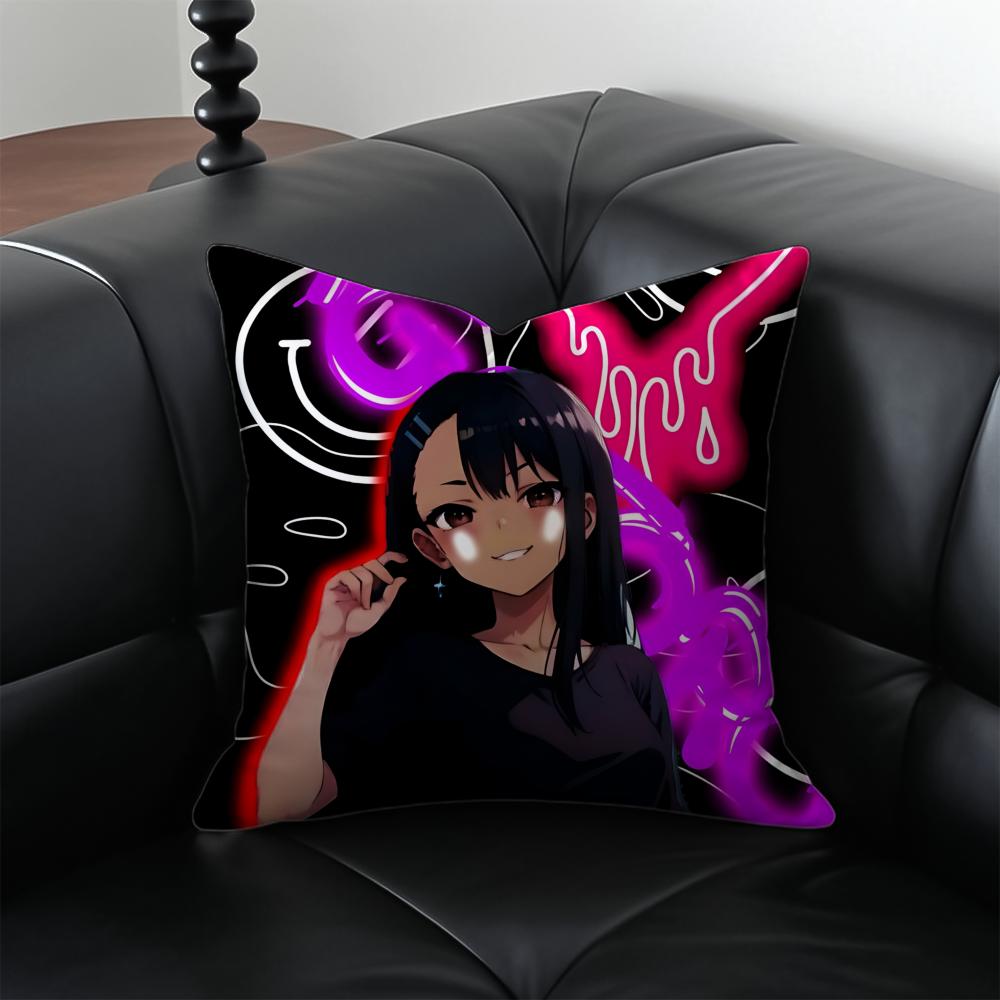 anime comedy NNagatoro SSan Cushion Cover Pillow Case Antidustmite Invisible zipper silky plush cushion