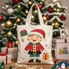 Happy New Year Christmas Gift Bags Cartoon Santa Claus Elk Christmas Tree Tote Canvas Bag Large Capacity Holiday Shopping Bag