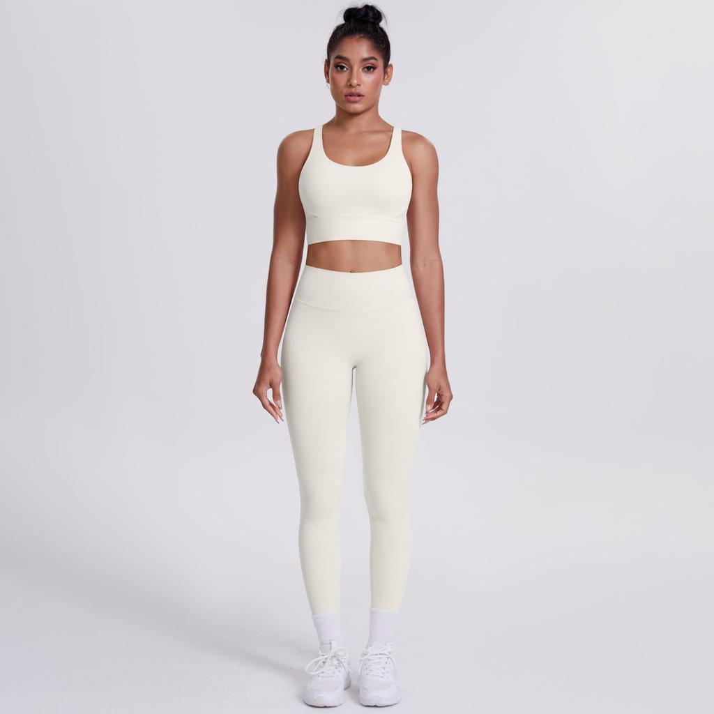 New Woolen Tight Yoga Dress Cross Back Sports Bra Set Cloud Sensing Speed Drying Running Fitness Two Piece Set For Women