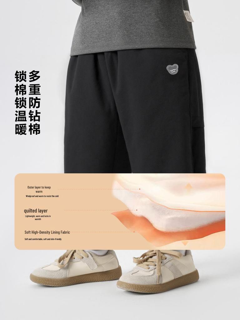 2025 European Boys' Padded Cotton Pants: Warm Woven Trousers for Toddlers & Children - New Autumn/Winter Collection
