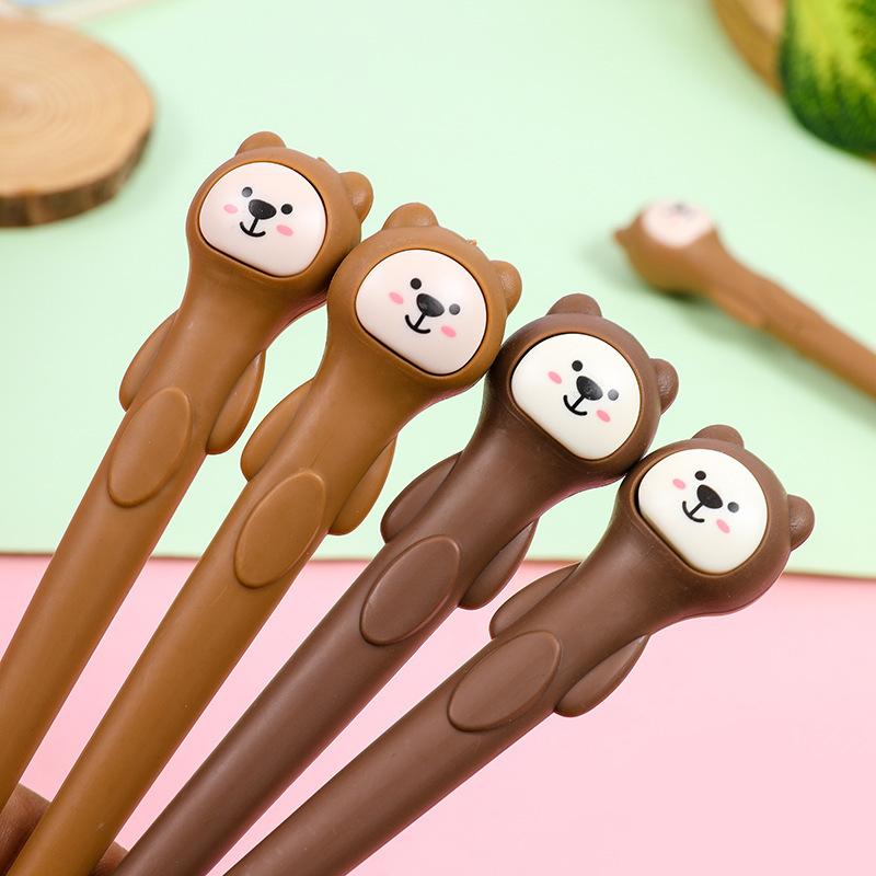 10ks 0,5mm kreslený medvěd měkké lepidlo neutrální pero rostlina kreativní podepisování černé vodní pero papírnictví vodní pero kancelářské potřeby