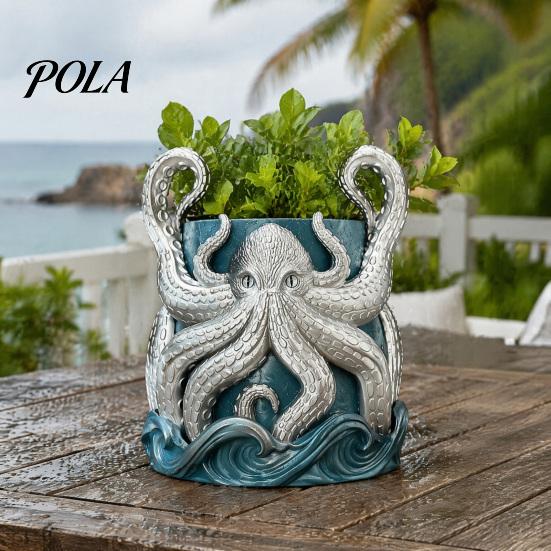 3D Printed Octopus Planter Planter, Artistic Coastal Plant Pot, Decorative Indoor Outdoor Container for Cactus, Succulents, Unique Desk Accessory Sun