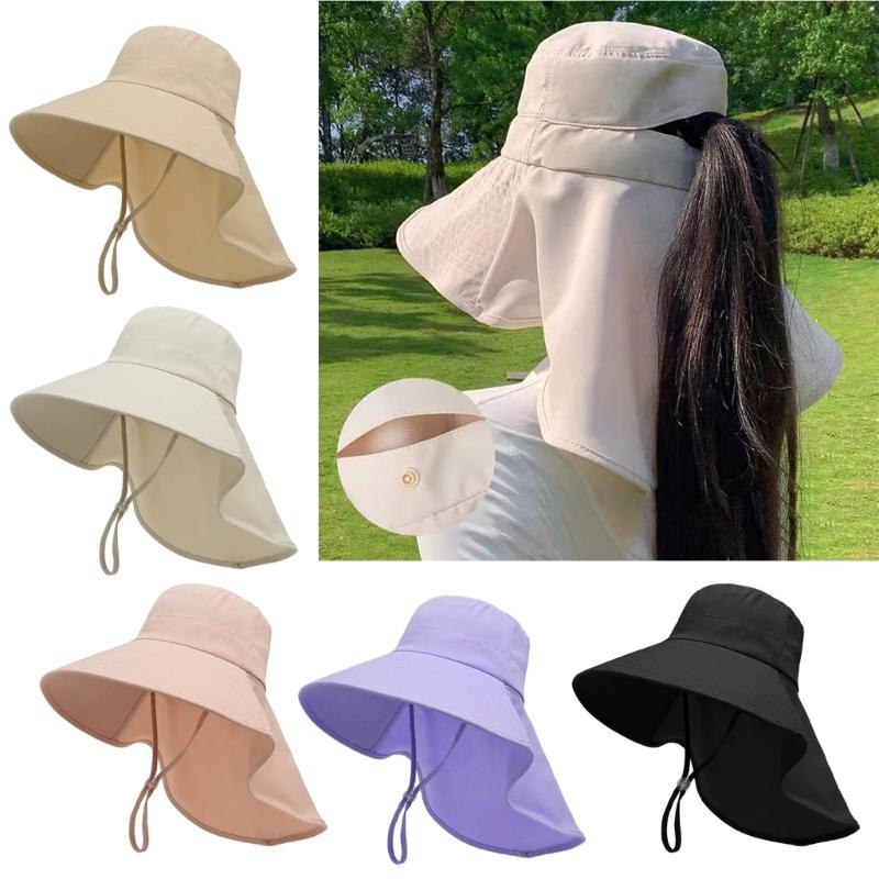 Breathable Sun Hat for Women Neck Cover Hat with Neck Flap Wide Brimmed Hat Adjustable Fashionable Sports Hat