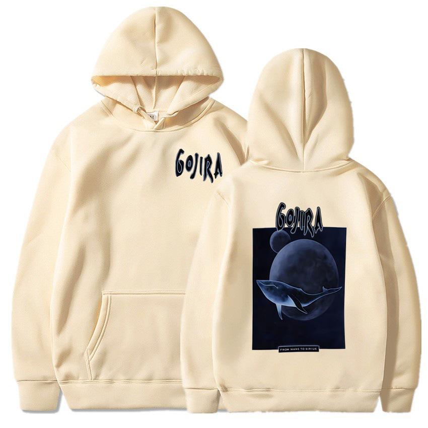 

GOJIRA 2024 Унисекс Повседневное Флисовое Худи - Новая Зимняя Мода для Трансграничной Торговли S грязно-белый