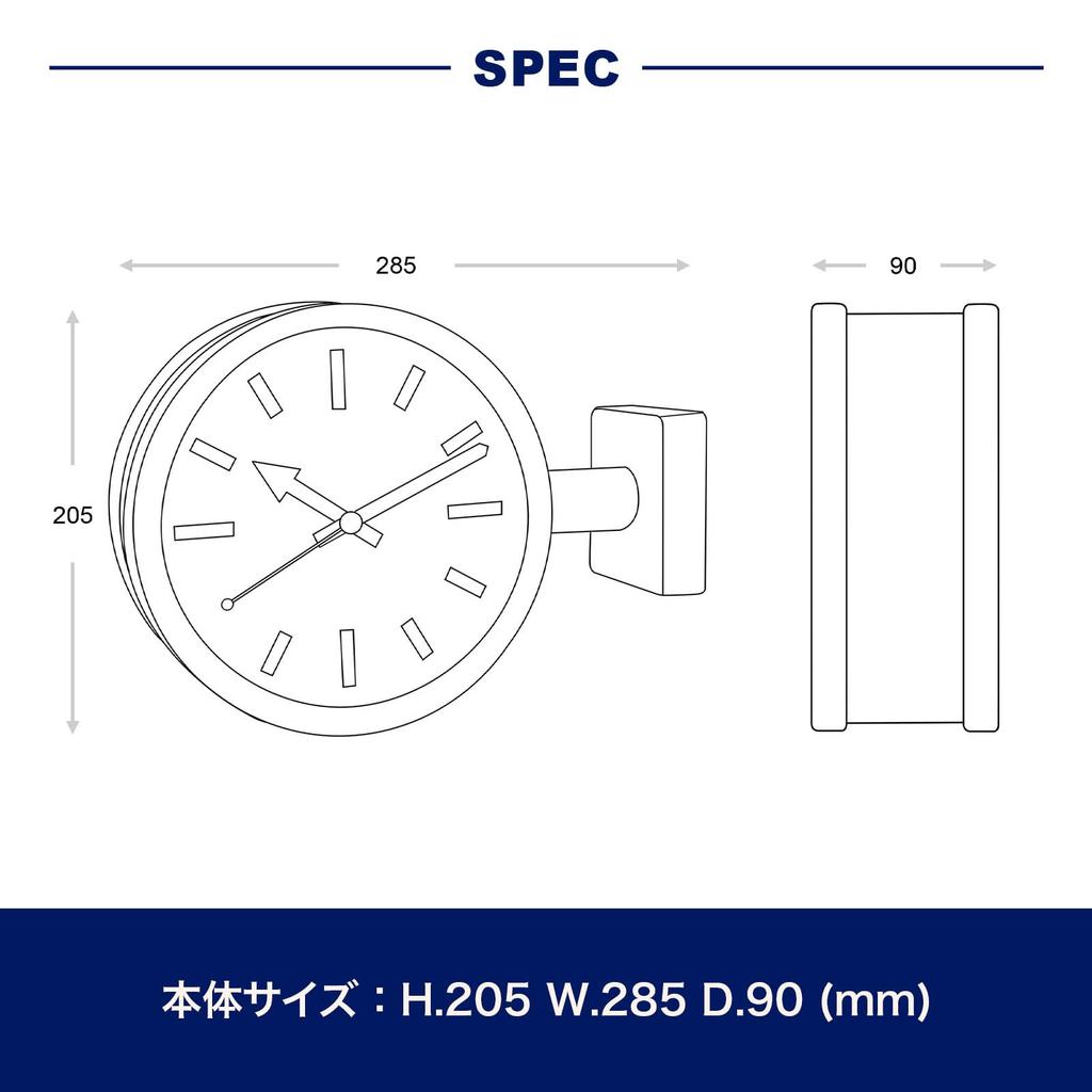 Dulton Double Face Clock 170D2 Matte Brick x A bold wall x x 9cm Raw two-tone double-sided clock. Small, analog, 20.5cm (height) 28.5cm (width)