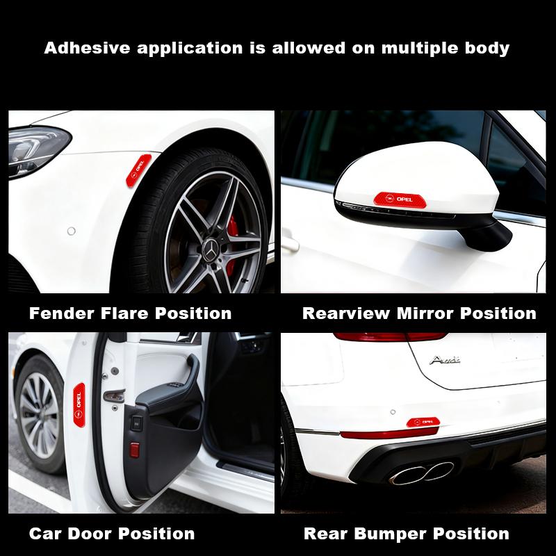 AAGX1 4PCS Reflective Car Door Sticker Safety Opening Warning For Opel Astra j Insignia Astra g Corsa Zafira b Mokka Vivaro Meriva