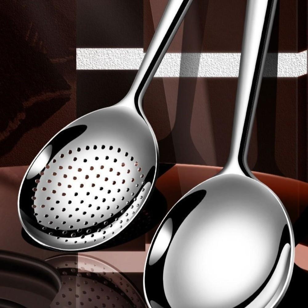 Kitchen Supplies 304 Stainless Steel Large Soup Spoon Rust-proof Deepen Communal Spoon Food Grade Simple Serving Spoon Dinner