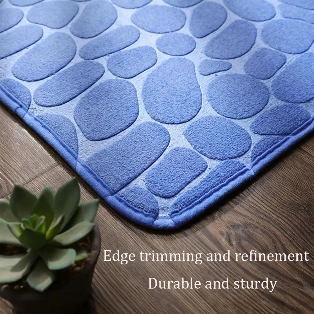 2PCS Non-slip 40*60cm Carpets Cobblestone Embossed Bathroom Mat Basin Bathtub Side Floor Rug Absorbent Doormat Carpet Washable