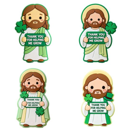 

4 шт. ул.. День Святого Патрика Маленькие фигурки Иисуса Спасибо, что помогаешь мне расти Крошечные фигурки Иисуса Религиозные подарки для рабочего стола, каминной полки, домашнего декора 4pcs
