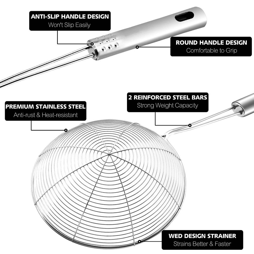 2/1PCS Stainless Steel Spider Web Shaped Filter Spoon, Pasta Filter Spoon, Long Handle - Fryer Filter - Used for Cooking and Frying