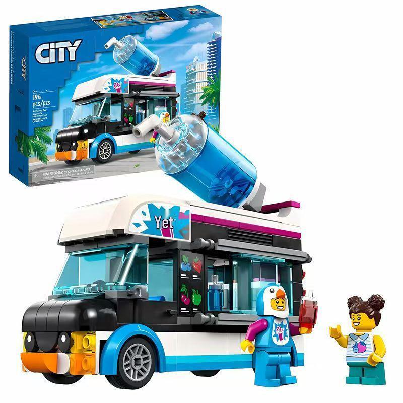 Совместимый LEGO City Человек-пингвин Фруктовый фургон Киберспорт Большой грузовик Детский конструктор Игрушка