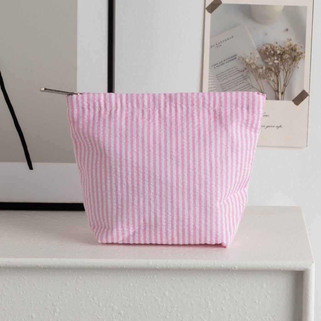 New Striped Clutch Cosmetic Bag for Women Girl Large Capacity Makeup Pouch Toiletries Bag Travel Outdoor Makeup Storage