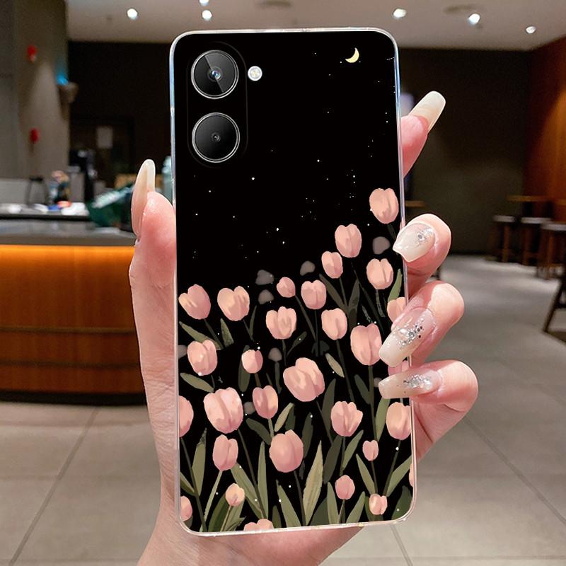 For Oppo Realme 10 4G Case Silicone Soft Transparent Butterfly Flower Cover Realme 10 4G Clear Phone Case Realme10 Funda Coque