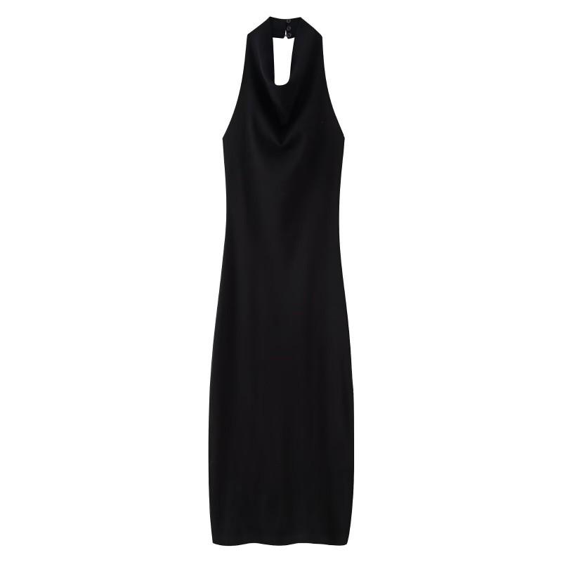 European American Women s Clothing Summer Backless Slim Hanging Neck Collar Long Dress L