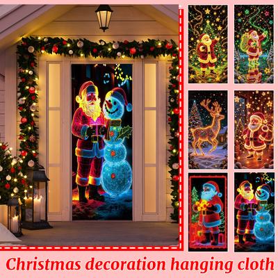 Weihnachtsfluoreszierender Türrahmen, Türabdeckungshintergrund, Feiertags-Partydekoration, Weihnachtsdekoration Hängestoff