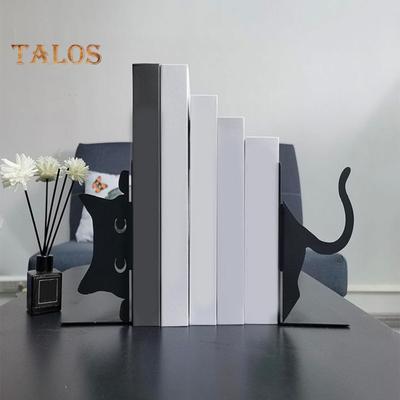 1 Pair Metal Bookends Whimsical Cat Design Decorative Bookends Rounded Edges Book Holders Office Library Decoration