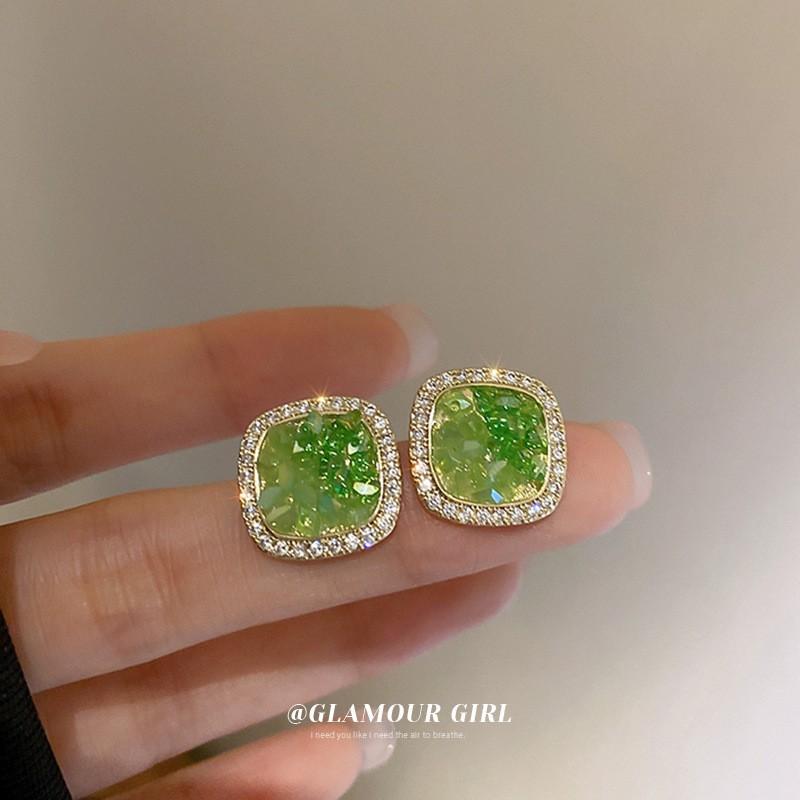 GemChic Women's Earrings Trendy Ear Stud Needle Gradient Imitation Gem High-Grade Earrings Exquisite Birthday Christmas Jewelry Gift