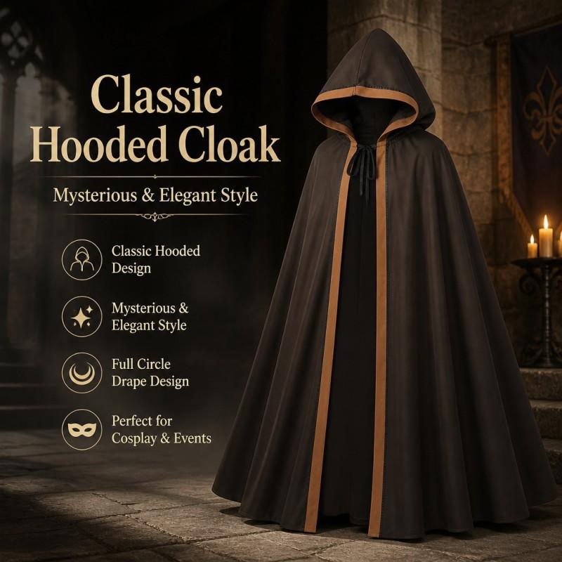 Unisex Halloween Hooded Cloak Medieval Vampire Pirate Robe LARP Cosplay Costume Stage Performance