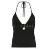 Autumn European and American Sexy Japanese Button V-neck Low-cut Neck Tight-fitting Navel Bottoming Small Vest Top